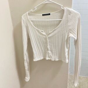 Brandy Melville white long sleeve crop